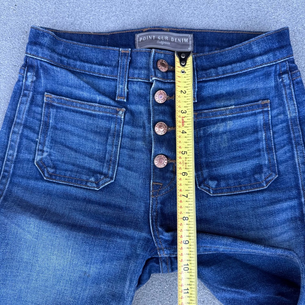 Point Sur Denim California Women High Rise Button Fly Patch Pocket Jeans 25 - Picture 2 of 12